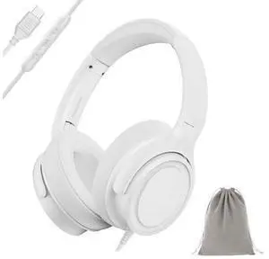 ADOOPE Wired Over-Ear Headphones with USB C Connector, Hi-Fi Stereo Sound, Noise-Isolating Ear Cups, Comfortable Fit for USB C Devices (with Bag, White) ADOOPE Wired Over-Ear Headphones with USB C Connector, Hi-Fi Stereo Sound, Noise-Isolating Ear Cups, Comfortable Fit for USB C Devices (with Bag, White)