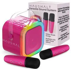 HAUSHALT Mini Karaoke Machine for Kids Adults Teen with 2 Wireless Microphones, Gifts for Girl, Toys for Girls 6-8, Small Portable Bluetooth Speaker, Microphone, Car Singing Mic, Kareoke, Toddler Gift HAUSHALT Mini Karaoke Machine for Kids Adults Teen with 2 Wireless Microphones, Gifts for Girl, Toys for Girls 6-8, Small Portable Bluetooth Speaker, Microphone, Car Singing Mic, Kareoke, Toddler Gift