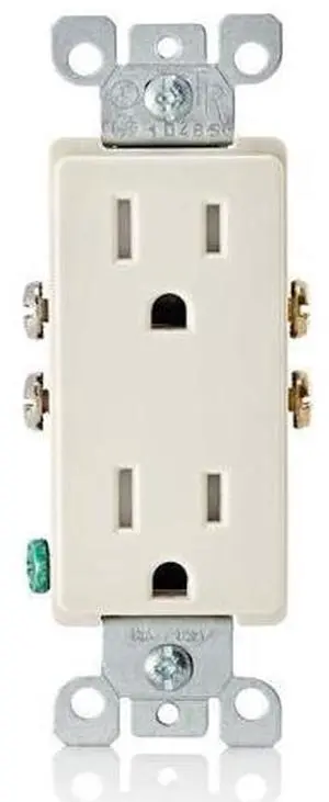 Leviton 15 Amp Decora Tamper-Resistant Duplex Electrical Wall Outlet, 10 Pack, T5325-TMP, Light Almond Leviton 15 Amp Decora Tamper-Resistant Duplex Electrical Wall Outlet, 10 Pack, T5325-TMP, Light Almond