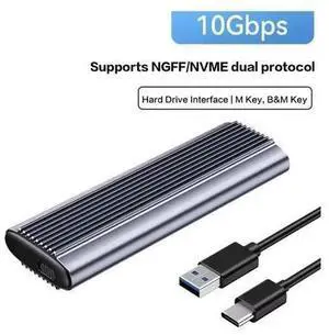 USB3.1 Type-C to M.2 M Key NVMe SSD Box Solid State Drive Housing Case Dual Protocol SSD M.2 Sata Hard Drive Disk Enclosure Grey NGFF/NVMe dual protocol a-c USB3.1 Type-C to M.2 M Key NVMe SSD Box Solid State Drive Housing Case Dual Protocol SSD M.2 Sata Hard Drive Disk Enclosure Grey NGFF/NVMe dual protocol a-c