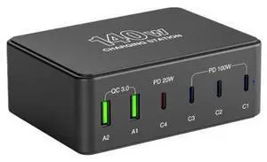 140W Multi USB PD 100W Fast Charger 6-Port USB-C Charging Station QC3.0 PD3.0 Power Adapter UK 140W Multi USB PD 100W Fast Charger 6-Port USB-C Charging Station QC3.0 PD3.0 Power Adapter UK