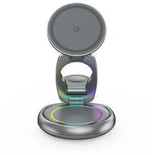 15W 3 in 1 Foldable Magnetic Wireless Charging Station 360 Rotation Fast Charging Stand for Phone Earbuds Smart Watch 15W 3 in 1 Foldable Magnetic Wireless Charging Station 360 Rotation Fast Charging Stand for Phone Earbuds Smart Watch