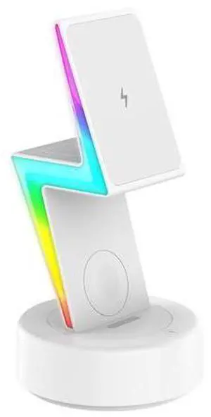 3 In1 Wireless Charger Phone Headphones Watches Wireless Charger Pad Bolt Shape Led Fast Charging Stand 3 In1 Wireless Charger Phone Headphones Watches Wireless Charger Pad Bolt Shape Led Fast Charging Stand