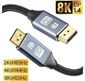 DisplayPort Cable,8K DP Cable Nylon Braided (8K@60Hz, 4K@120hz) Display Port Cable V1.4 Ultra High Speed DisplayPort to DisplayPort Cable 32.8ft for Laptop PC TV - Gaming Monitor Cable 32.8 Feet DisplayPort Cable,8K DP Cable Nylon Braided (8K@60Hz, 4K@120hz) Display Port Cable V1.4 Ultra High Speed DisplayPort to DisplayPort Cable 32.8ft for Laptop PC TV - Gaming Monitor Cable 32.8 Feet