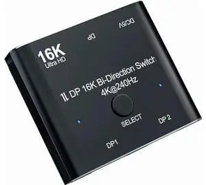 Displayport Switch, 16K Displayport Splitter 2 in 1 Out Displayport Splitter Bi Directional 8K@120Hz 4K@240Hz, Displayport Switcher 1 in 2 Out 16K DP Video Converter Displayport Switch, 16K Displayport Splitter 2 in 1 Out Displayport Splitter Bi Directional 8K@120Hz 4K@240Hz, Displayport Switcher 1 in 2 Out 16K DP Video Converter
