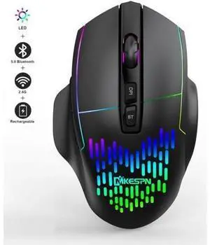2.4G Wireless Bluetooth Mouse, Bluetooth RGB Rechargeable Gaming Mouse Wireless Computer Silent Mause LED Backlit 1600 DPI Ergonomic Gaming Mouse for Laptop PC 2.4G Wireless Bluetooth Mouse, Bluetooth RGB Rechargeable Gaming Mouse Wireless Computer Silent Mause LED Backlit 1600 DPI Ergonomic Gaming Mouse for Laptop PC