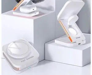 3-in-1 Foldable Magnetic Wireless Charger Multifunction Phone Charging Stand with Holder White 3-in-1 Foldable Magnetic Wireless Charger Multifunction Phone Charging Stand with Holder White