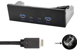 USB 3.2 10Gbps USB Front Panel Hub 5.25 inch Bay 2x Type-C and 2x USB-A 4 Ports USB Computer Case Expansion Adapter,USB 3.2 Motherboard Header 20Pin Key-A Type-E to 4 USB Splitter Adapter -2.6FT Cable USB 3.2 10Gbps USB Front Panel Hub 5.25 inch Bay 2x Type-C and 2x USB-A 4 Ports USB Computer Case Expansion Adapter,USB 3.2 Motherboard Header 20Pin Key-A Type-E to 4 USB Splitter Adapter -2.6FT Cable