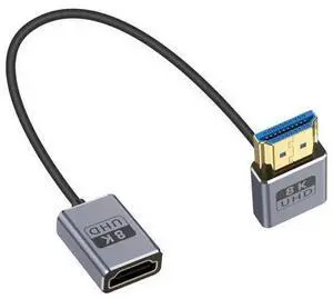 8K 90 Degree HDMI Extension Cable 1FT Down Angle HDMI Male to Female Cable (48Gbps Bandwidths 8K@60Hz 4K@240Hz) for GH5S PS5 Xbox One Monitor PC 8K 90 Degree HDMI Extension Cable 1FT Down Angle HDMI Male to Female Cable (48Gbps Bandwidths 8K@60Hz 4K@240Hz) for GH5S PS5 Xbox One Monitor PC
