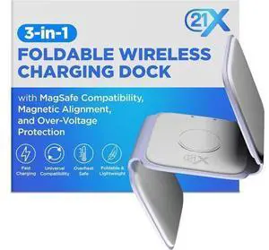 3-in-1 Foldable Magnetic Wireless Fast Charger Travel Charging Pad Compatible with iPhone 1216 Series Galaxy Series Watch AirPods & Other Qi-Enabled Devices 3-in-1 Foldable Magnetic Wireless Fast Charger Travel Charging Pad Compatible with iPhone 1216 Series Galaxy Series Watch AirPods & Other Qi-Enabled Devices