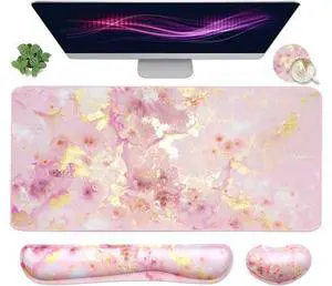 Large Mouse Pad and Keyboard Wrist Rest Desk Pad for Keyboard and Mouse 4-in-1 Large Gaming Mouse Pad with Wrist Support Non-Slip Desk Mat for Home Office Study Game-Pink Gold Marble Large Mouse Pad and Keyboard Wrist Rest Desk Pad for Keyboard and Mouse 4-in-1 Large Gaming Mouse Pad with Wrist Support Non-Slip Desk Mat for Home Office Study Game-Pink Gold Marble