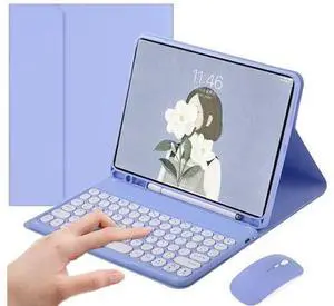 PboyiqiS Keyboard Case for iPad 6th/5th Generation, Case for 9.7 inch iPad6/iPad5/Air2/Pro9.7 Keyboard with Mouse, Cute Round Key Detachable Keyboard Case with Pencil Holder, Light Purple PboyiqiS Keyboard Case for iPad 6th/5th Generation, Case for 9.7 inch iPad6/iPad5/Air2/Pro9.7 Keyboard with Mouse, Cute Round Key Detachable Keyboard Case with Pencil Holder, Light Purple
