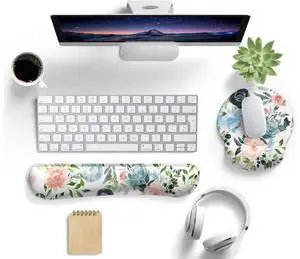 Green Blue Pink Floral Mouse Pad Wrist Support Keyboard Wrist Rest Set Ergonomic Mouse Pad with Non-Slip Pu Base for Computer Office Comfortable Mouse Wrist Rest Easy Typing & Pain Relief Mouse Pad. Green Blue Pink Floral Mouse Pad Wrist Support Keyboard Wrist Rest Set Ergonomic Mouse Pad with Non-Slip Pu Base for Computer Office Comfortable Mouse Wrist Rest Easy Typing & Pain Relief Mouse Pad.