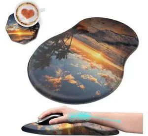Ergonomic Mouse Pad with Wrist Rest Support + Cup Coasters Thick Mousepad Relief Carpal Tunnel Pain Mouse Pad with Non-Slip PU Base Computer Mouse Pads for Wireless Mouse Sunset Beach Ergonomic Mouse Pad with Wrist Rest Support + Cup Coasters Thick Mousepad Relief Carpal Tunnel Pain Mouse Pad with Non-Slip PU Base Computer Mouse Pads for Wireless Mouse Sunset Beach