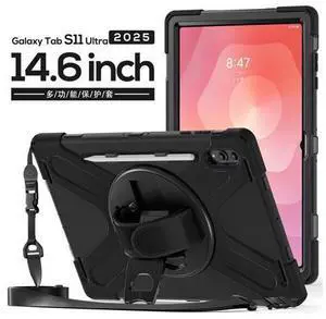 Shockproof Protective Case for Galaxy Tab S11 Ultra 14.6 inch with Pen Slot,Hand Strap & Kickstand | Shoulder Strap | Black Rugged Cover | Hard Shell Design | Model# S11 Ultra Shockproof Protective Case for Galaxy Tab S11 Ultra 14.6 inch with Pen Slot,Hand Strap & Kickstand | Shoulder Strap | Black Rugged Cover | Hard Shell Design | Model# S11 Ultra