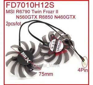 2pcs/lot FD7010H12S DC 12V 0.35A 75mm 40*40*40mm For MSI R6790 Twin Frozr II N560GTX R6850 N460GTX Graphics Card Fan 4Pin 2pcs/lot FD7010H12S DC 12V 0.35A 75mm 40*40*40mm For MSI R6790 Twin Frozr II N560GTX R6850 N460GTX Graphics Card Fan 4Pin