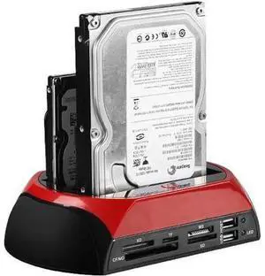 JVFYI Hard Drive Docking Station For SATA & IDE, USB to 2.5" 3.5" SATA IDE Dual bay External Enclosure, All in 1 Card Reader XD/TF/MS/CF/ SD card, USB Hub function. for 2.5" 3.5 IDE SATA I/II/III HDD JVFYI Hard Drive Docking Station For SATA & IDE, USB to 2.5" 3.5" SATA IDE Dual bay External Enclosure, All in 1 Card Reader XD/TF/MS/CF/ SD card, USB Hub function. for 2.5" 3.5 IDE SATA I/II/III HDD