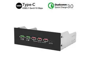 5.25in 10Gbps USB 3.1 Gen2 Hub and Type-C Port,Front Panel USB Hub with QC 3.0 Quick Charging 5.25in 10Gbps USB 3.1 Gen2 Hub and Type-C Port,Front Panel USB Hub with QC 3.0 Quick Charging