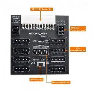 SM ATX PSU Server Power Board 24Pin to IDE 8x 4Pin +2x 6Pin Power Supply Board for CHIA ETH BTC Mining Miner SM ATX PSU Server Power Board 24Pin to IDE 8x 4Pin +2x 6Pin Power Supply Board for CHIA ETH BTC Mining Miner