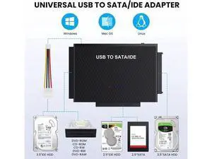 USB A & USB C to SATA IDE Adapter External Hard Drive Connector Converter for Universal 2.5 3.5" HDD SSD Hard Drive Disk Optical Drive (US Plug) USB A & USB C to SATA IDE Adapter External Hard Drive Connector Converter for Universal 2.5 3.5" HDD SSD Hard Drive Disk Optical Drive (US Plug)