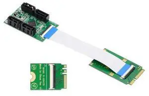 FVH Mini PCI-E PCI Express & NGFF A+E Key to SATA 3.0 Four Ports Adapter Cable 6Gbps Hard Drive Extension Card for SSD FVH Mini PCI-E PCI Express & NGFF A+E Key to SATA 3.0 Four Ports Adapter Cable 6Gbps Hard Drive Extension Card for SSD