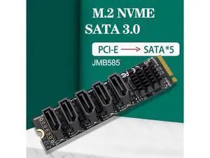 Shenzhong NGFF NVME M-Key PCI Express to SATA 3.0 6Gbps 5 Ports Adapter Converter Hard Drive Extension Card JMB585 2280 Shenzhong NGFF NVME M-Key PCI Express to SATA 3.0 6Gbps 5 Ports Adapter Converter Hard Drive Extension Card JMB585 2280