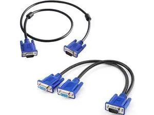 Pasow VGA to VGA Monitor Cable 3 Feet + VGA Splitter Cable (VGA Y Cable) for Screen Duplication Pasow VGA to VGA Monitor Cable 3 Feet + VGA Splitter Cable (VGA Y Cable) for Screen Duplication