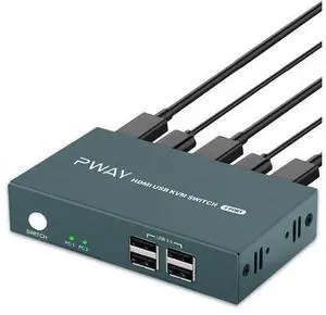 Steetek KVM Switch HDMI, 2 Port KVM Switch 4K@30Hz with 4 USB 2.0 Ports, HDMI KVM Switch 2 Computer 1 Monitor with Button Switch, USB KVM Switch with 2 HDMI and 2 USB Cables Steetek KVM Switch HDMI, 2 Port KVM Switch 4K@30Hz with 4 USB 2.0 Ports, HDMI KVM Switch 2 Computer 1 Monitor with Button Switch, USB KVM Switch with 2 HDMI and 2 USB Cables