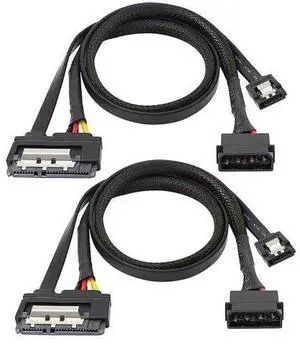 SATA 6G Data Cable, SATA Power 2-in-1 Extension Cord, LP4 IDE 4 pin to SATA 15P Female with Serial ATA III 7 Pin Female for HDD, SSD, Optical Drives, DVD Burners, PCI Cards etc - 19.7in (2 Pack) SATA 6G Data Cable, SATA Power 2-in-1 Extension Cord, LP4 IDE 4 pin to SATA 15P Female with Serial ATA III 7 Pin Female for HDD, SSD, Optical Drives, DVD Burners, PCI Cards etc - 19.7in (2 Pack)