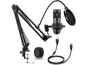 Caattiilaa USB Microphone - PC Streaming Podcast Microphone, Recording Microphone, Gaming Microphone, 192KHZ/24Bit Condenser Mic, USB Mic Kit with Sound Chipset Boom Caattiilaa USB Microphone - PC Streaming Podcast Microphone, Recording Microphone, Gaming Microphone, 192KHZ/24Bit Condenser Mic, USB Mic Kit with Sound Chipset Boom