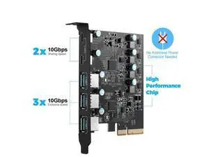 PCIe to USB 3.2 Gen 2 Adapter Card with 20 Gbps Bandwidth 5-Port PCI Express Expansion Card Internal USB Hub PCI-E Add-on Cards Riser for Windows 10/8/7 and MAC OS 10.8.2 Above (2X USB C -3X USB A) PCIe to USB 3.2 Gen 2 Adapter Card with 20 Gbps Bandwidth 5-Port PCI Express Expansion Card Internal USB Hub PCI-E Add-on Cards Riser for Windows 10/8/7 and MAC OS 10.8.2 Above (2X USB C -3X USB A)