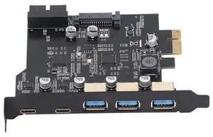 PCIe Expansion Card 5 Port PCIe to USB 3.2 Card 2 USB C Easy to Install 20Gbps 3 USB PCIe Expansion Card 5 Port PCIe to USB 3.2 Card 2 USB C Easy to Install 20Gbps 3 USB