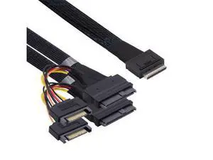 OCuLink PCIe PCI-Express SFF-8611 8x 8-Lane to Dual SFF-8639 U.2 4x SSD Data Active Cable 50cm OCuLink PCIe PCI-Express SFF-8611 8x 8-Lane to Dual SFF-8639 U.2 4x SSD Data Active Cable 50cm