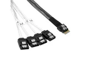 Cablecc Slim Line SAS 4.0 SFF-8654 4i 38pin Host to 4 SATA 7pin Target Hard Disk Fanout Raid Cable 50cm Cablecc Slim Line SAS 4.0 SFF-8654 4i 38pin Host to 4 SATA 7pin Target Hard Disk Fanout Raid Cable 50cm