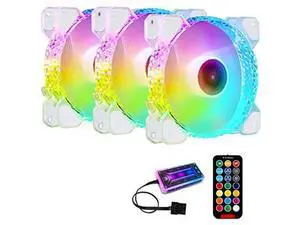 3 Pack RGB Case Fans,120mm Ultra-Quiet RGB Chassis Cooling Fans,Equiped with Remote Control Hub,5V ARGB Sync,Speed Adjustable Colorful Cooler,Crystal Appearance, High-Performance Computer Fan for Case 3 Pack RGB Case Fans,120mm Ultra-Quiet RGB Chassis Cooling Fans,Equiped with Remote Control Hub,5V ARGB Sync,Speed Adjustable Colorful Cooler,Crystal Appearance, High-Performance Computer Fan for Case