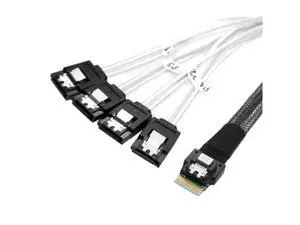 50cm Slim Line SAS 4.0 SFF-8654 4i 38Pin Host to 4 SATA 7Pin Target Hard Disk Fanout Raid Cable 50cm Slim Line SAS 4.0 SFF-8654 4i 38Pin Host to 4 SATA 7Pin Target Hard Disk Fanout Raid Cable