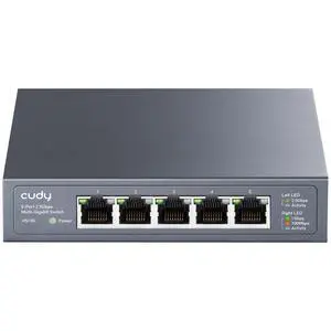 5-Port Multi-Gigabit Ethernet Switch, Full 2.5Gbps Ports, Loop Detection, 802.3az Energy Saving, Desktop or Wall Mount, Fanless Design, HS105 5-Port Multi-Gigabit Ethernet Switch, Full 2.5Gbps Ports, Loop Detection, 802.3az Energy Saving, Desktop or Wall Mount, Fanless Design, HS105