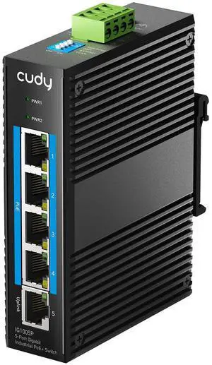 5-Port Gigabit PoE Industrial Network Switch, 802.3af/at PoE, DIN-Rail IP40, Polarity Reverse & Short Circuit Protection, Broadcast Storm Prevention, IG1005P (Power Supply Not Included) 5-Port Gigabit PoE Industrial Network Switch, 802.3af/at PoE, DIN-Rail IP40, Polarity Reverse & Short Circuit Protection, Broadcast Storm Prevention, IG1005P (Power Supply Not Included)