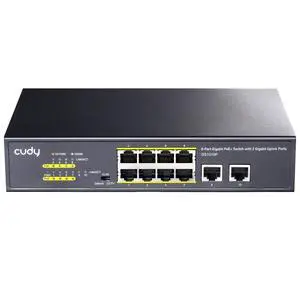10-Port Gigabit 8-Port PoE+ Unmanaged Ethernet Network Switch GS1010P | 120W Budget IEEE 802.3af/at 2 Uplinks 820ft CCTV VLAN Extend Fanless Metal Housing 20Gbps Capacity 8K MAC IP Camera Auto-MDIX 10-Port Gigabit 8-Port PoE+ Unmanaged Ethernet Network Switch GS1010P | 120W Budget IEEE 802.3af/at 2 Uplinks 820ft CCTV VLAN Extend Fanless Metal Housing 20Gbps Capacity 8K MAC IP Camera Auto-MDIX