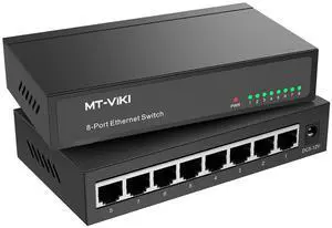 8 Port Gigabit Ethernet Switch, Unmanaged Network Switch Splitter, Desktop/Wall-Mount, Metal Casing, Fanless, Plug and Play 8 Port Gigabit Ethernet Switch, Unmanaged Network Switch Splitter, Desktop/Wall-Mount, Metal Casing, Fanless, Plug and Play