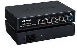 Gigabit PoE Switch, 7-Port IEEE 802.3at/af Unmanaged Network Switch | 65W Total Power (4 PoE+ 30W, 2 Uplink, 1 SFP Fiber), 6KV Lightning Protection, AI Watchdog, Port VLAN, Plug & Play Gigabit PoE Switch, 7-Port IEEE 802.3at/af Unmanaged Network Switch | 65W Total Power (4 PoE+ 30W, 2 Uplink, 1 SFP Fiber), 6KV Lightning Protection, AI Watchdog, Port VLAN, Plug & Play