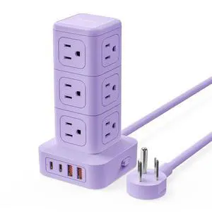 Power Strip Tower with Multiple Outlets, Tower Extension Cord with 12 AC Outlets 4 USB Ports (2 USB C), Space Saving Design, 5FT Cord Power Tower for Home, Office, Dorm - TPP20 Power Strip Tower with Multiple Outlets, Tower Extension Cord with 12 AC Outlets 4 USB Ports (2 USB C), Space Saving Design, 5FT Cord Power Tower for Home, Office, Dorm - TPP20