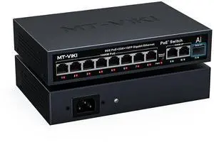 Gigabit PoE Switch, 11-Port IEEE 802.3at/af Unmanaged Network Switch with 120W Total Power (8 PoE+ 30W, 2 Uplink, 1 SFP Fiber), 6KV Lightning Protection, AI Watchdog, Port VLAN, Plug & Play Gigabit PoE Switch, 11-Port IEEE 802.3at/af Unmanaged Network Switch with 120W Total Power (8 PoE+ 30W, 2 Uplink, 1 SFP Fiber), 6KV Lightning Protection, AI Watchdog, Port VLAN, Plug & Play