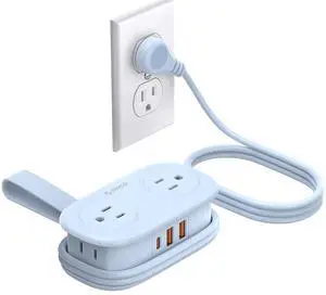 Blue Travel Power Strip PD20W with 4 AC Outlets 3 USB Ports (1 USB-C), 4FT Flat Plug Extension Cord, Compact Portable Design for Business Travel, Cruise Ship Essentials-AP3 Blue Travel Power Strip PD20W with 4 AC Outlets 3 USB Ports (1 USB-C), 4FT Flat Plug Extension Cord, Compact Portable Design for Business Travel, Cruise Ship Essentials-AP3