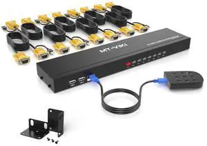 KVM Switch 8 Port, 8X1 Rackmount KVM Switch VGA, Included 8 2-in-1 KVM Cables & Wire-Desktop Selector & Power Adapter, Fit 1U 19'' Rack KVM Switch 8 Port, 8X1 Rackmount KVM Switch VGA, Included 8 2-in-1 KVM Cables & Wire-Desktop Selector & Power Adapter, Fit 1U 19'' Rack