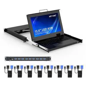 Rack Mount KVM w/15.6" LCD Monitor, 8 Port VGA KVM Switch, 1080@60Hz 1U Integrated Monitor Keyboard, Fits 18.9" to 31.5" Deep Racks (480-800mm), Included 8 Cables for Server Room, Data Center Rack Mount KVM w/15.6" LCD Monitor, 8 Port VGA KVM Switch, 1080@60Hz 1U Integrated Monitor Keyboard, Fits 18.9" to 31.5" Deep Racks (480-800mm), Included 8 Cables for Server Room, Data Center