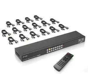 4K 16 Port KVM Switch HDMI, 4K@30Hz Rack Mount KVM Console w/16 Cables + 4 USB 2.0 Devices + Remote, Support EDID Storage, HDMI 1.4, HDCP 1.4 for 16 Computers/Servers, Fit 1U 19'' Rack 4K 16 Port KVM Switch HDMI, 4K@30Hz Rack Mount KVM Console w/16 Cables + 4 USB 2.0 Devices + Remote, Support EDID Storage, HDMI 1.4, HDCP 1.4 for 16 Computers/Servers, Fit 1U 19'' Rack