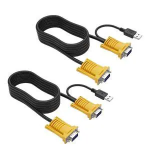2-in-1 USB VGA KVM Cable for USB KVM Switch VGA (16ft 2pakcs) 2-in-1 USB VGA KVM Cable for USB KVM Switch VGA (16ft 2pakcs)