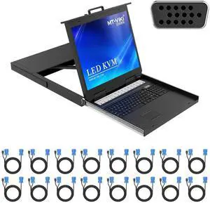 19'' LCD KVM Console, 16 Port VGA KVM Switch w/Keyboard+Monitor+Mouse+Drawer+Touchpad, Support OSD/Hotkey/Panel Button Switching (Included 16 KVM Cables) 19'' LCD KVM Console, 16 Port VGA KVM Switch w/Keyboard+Monitor+Mouse+Drawer+Touchpad, Support OSD/Hotkey/Panel Button Switching (Included 16 KVM Cables)
