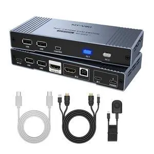 4K Hybrid Type USB C HDMI KVM Switch 2 Port, 4K@60Hz for Apple MacBook & Desktop PC + 65W PD+ Cables 4K Hybrid Type USB C HDMI KVM Switch 2 Port, 4K@60Hz for Apple MacBook & Desktop PC + 65W PD+ Cables